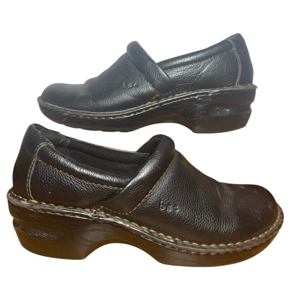 BOC Born Concept Clog Shoe Women 8.5 Black Leather Slip On Comfort Casual Walk